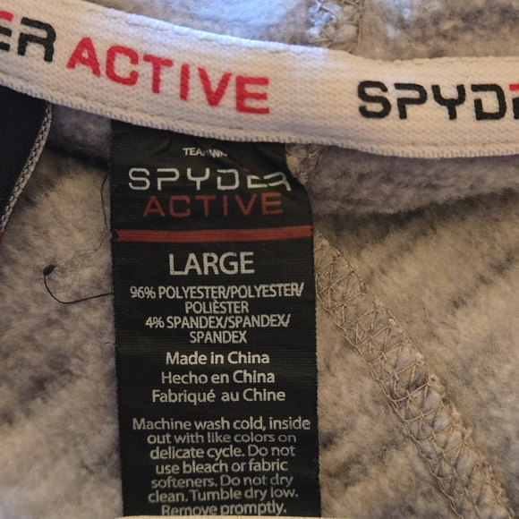 Spyder Active Women's L Mottled Gray Hooded Top Long Sleeve Full Zip Logo_FLAW - Picture 11 of 16